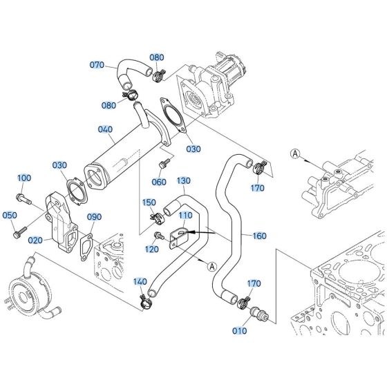 EGR Cooler Assembly for Kubota V3307-CR-T-E5 Engine