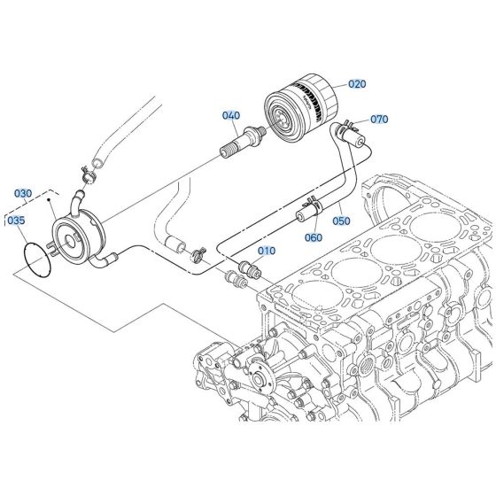 Oil Cooler Assembly for Kubota V3307-CR-T-E5 Engine