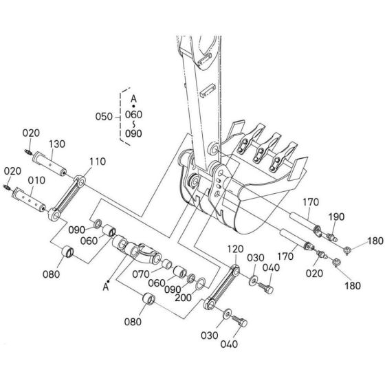 Dipper Arm/Bucket Link for Kubota
