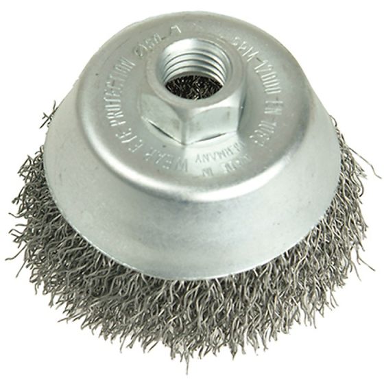 Cup Brush 80mm M14 x 0.35 Steel Wire by Lessmann - 424.177