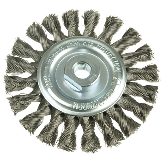 Knot Wheel Brush 100 x 12mm M14 Bore Steel Wire 0.50 by Lessmann - 471.217