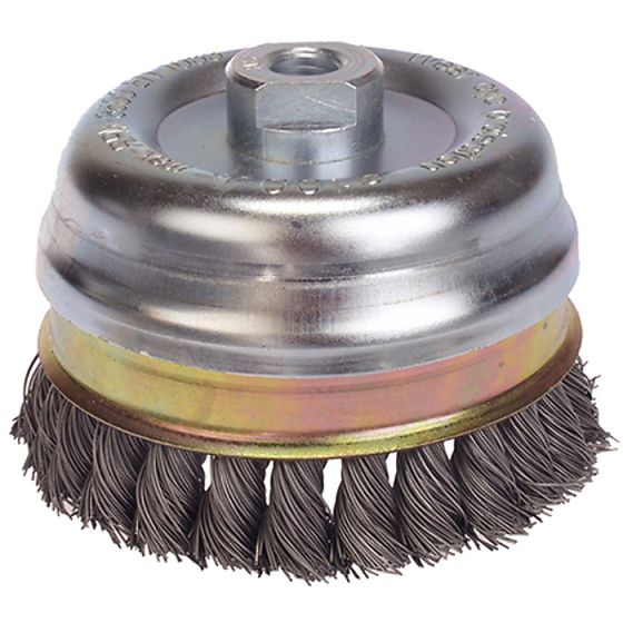 Knot Cup Brush 65mm M14 x 0.50 Steel Wire by Lessmann - 482.217