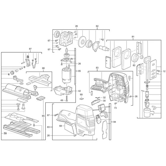 Milwaukee M12JS Jigsaw Assembly