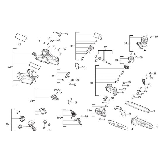 Milwaukee M18FHS20 Chainsaw Assembly