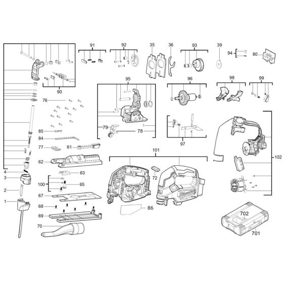 Milwaukee M18FJS Jigsaw Assembly