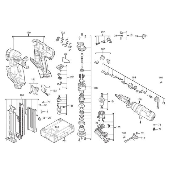 Milwaukee M18FN18GS Assembly