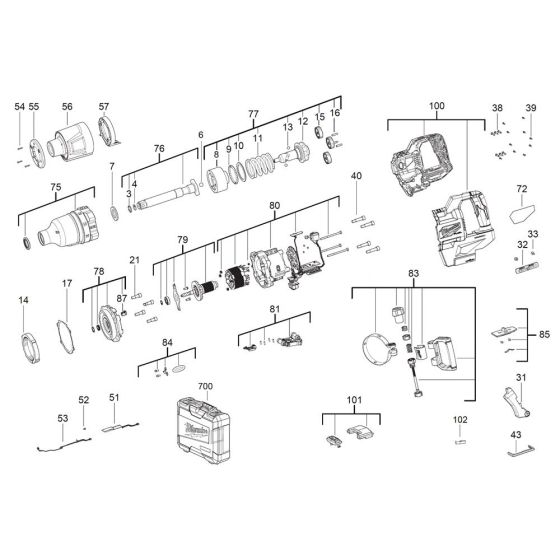 Milwaukee M18ONEFHIWF1D Assembly