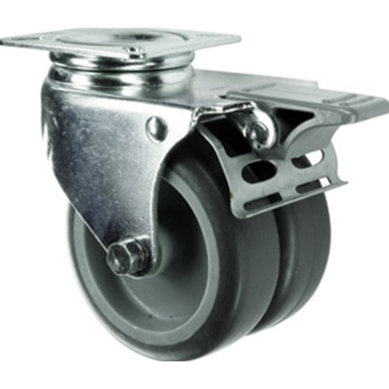 Twin Wheel Braked Castor