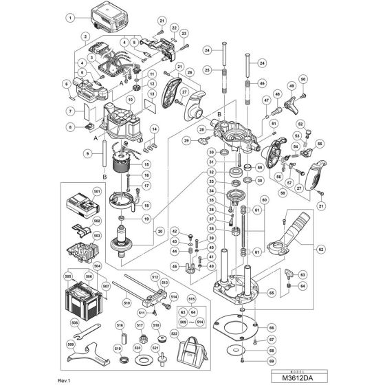 Main Assembly for Hikoki M3612DA