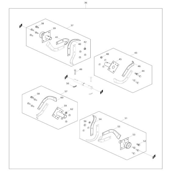 Blade Assembly for Makita BUK360 Cultivator