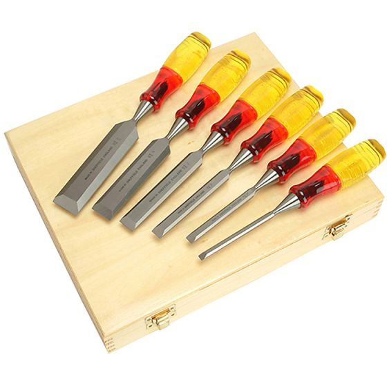 M373 Bevel Edge Chisel Splitproof Handle Set 6: 6, 10, 13, 19, 25 & 32mm by IRWIN Marples - TM373/S6