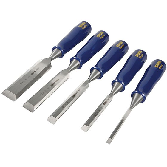M444 Bevel Edge Chisel Blue Chip Handle Set 5: 6, 10, 12, 18 & 25mm by IRWIN Marples - TM444/S5