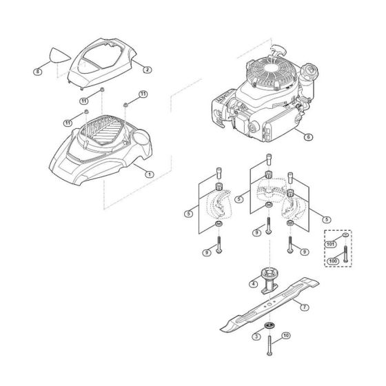 Engine and Blade for Viking MB 4.0 R