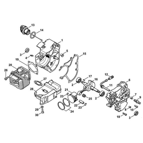 Crankcase Assembly for Stihl MC 200