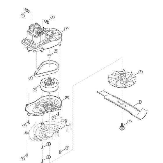 Engine Blade Assembly for Stihl Viking ME 339.0 C Electric Lawn Mowers L S Engineers