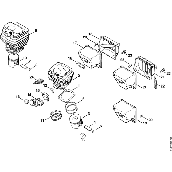 Cylinder, Muffler Assembly