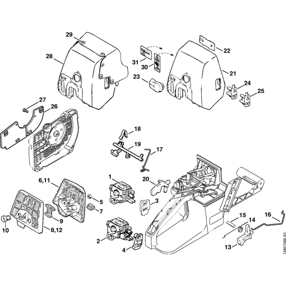 Air filter, Throttle control Assembly for Stihl 034 Gasoline Chainsaws
