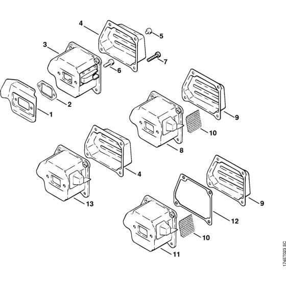 Muffler Assembly for Stihl 036