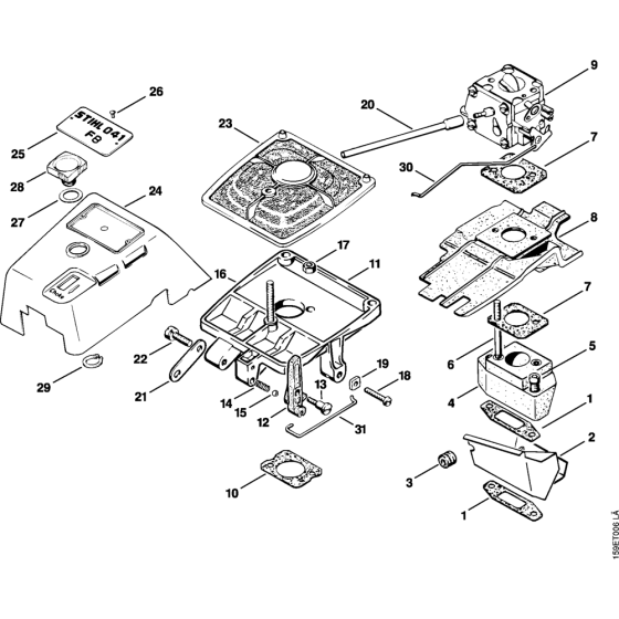 Filter housing, Filter cover Assembly for Stihl 041FB Gasoline Chainsaws