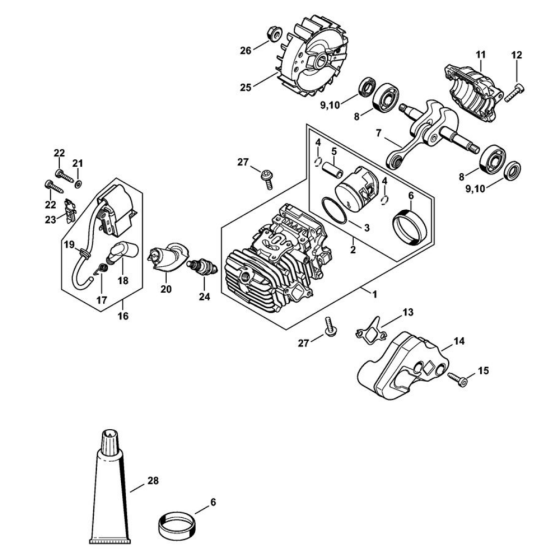 Cylinder & Ignition for Stihl MS 194 T