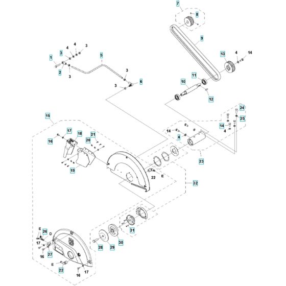 Blade Guard Assembly for Husqvarna MS 360 G Masonry Saw.