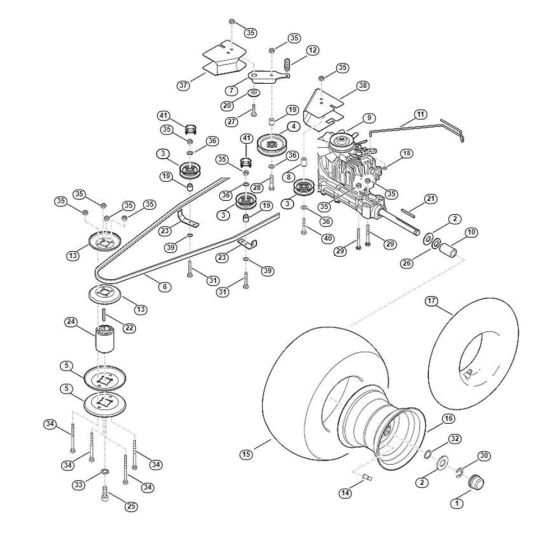 Gearbox & Rear Wheel for Mowers