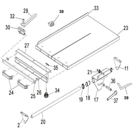 Table Assembly for Norton Clipper CB651 Masonry Saw