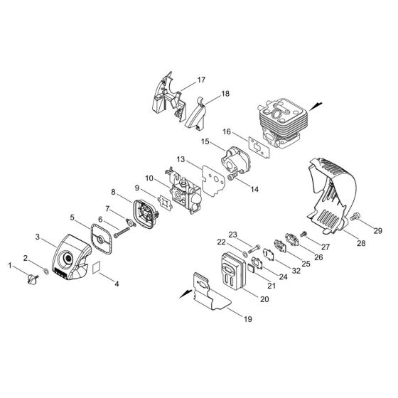 Air Cleaner, Carburettor, Muffler