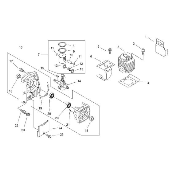 Cylinder, Crankcase, Piston
