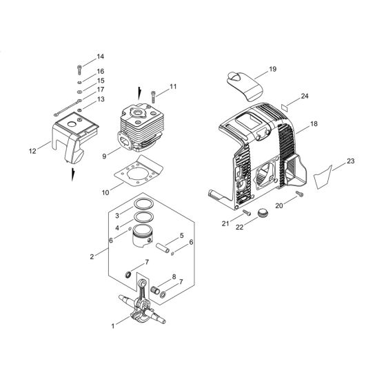 Cylinder, Piston, Crankshaft