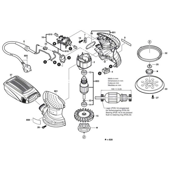 Bosch PEX 220 A Sander Assembly