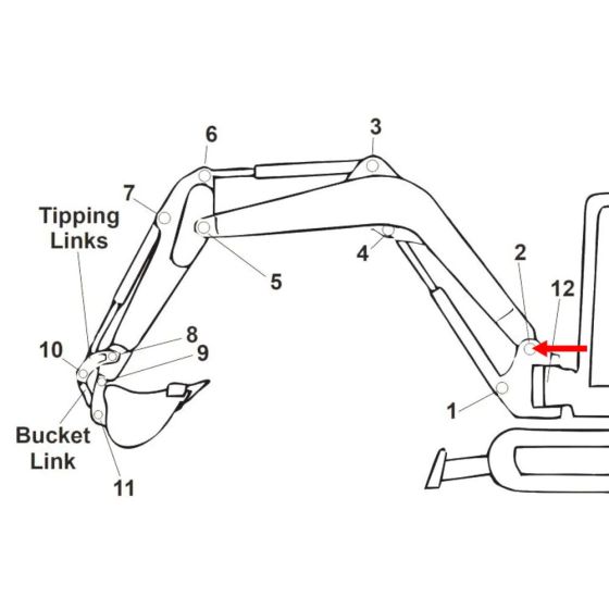 Pin (Position 2) for Kubota KX057-4 Mini Excavators - Replaces RD551 66540