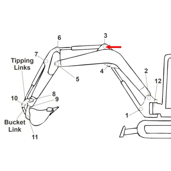 Pin (Position 3) for Kubota KX016-4 Mini Excavators / Diggers