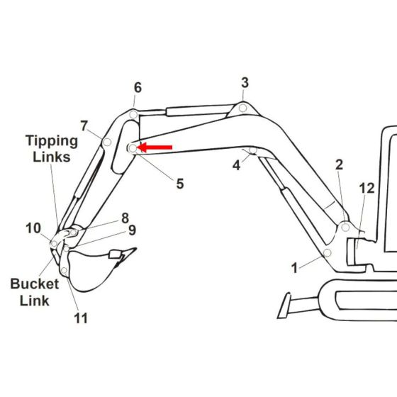 Pin (Position 5) for Kubota KX057-4 Mini Excavators - Replaces RD551 66560