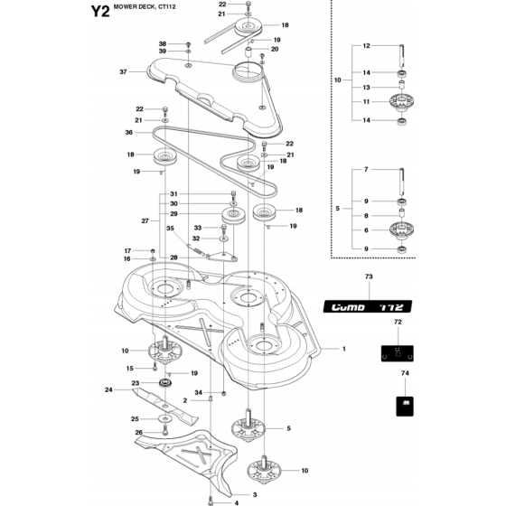 44"/112cm Cutting Deck Assembly