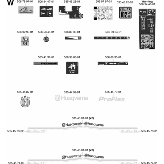 Decals for Husqvarna PROFLEX 18
