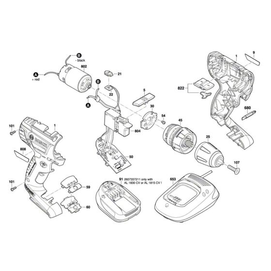 Bosch PSR 1800 LI-2 Assembly