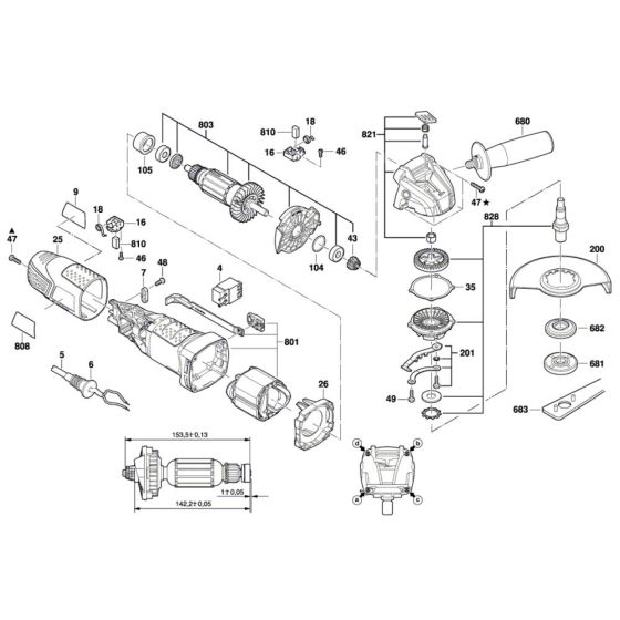 Bosch PWS 700-115 Grinder Assembly