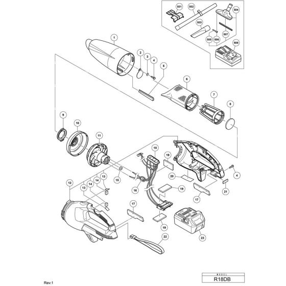 Hikoki R18DB Main Assembly