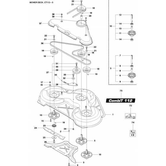44" Cutting Deck Assembly
