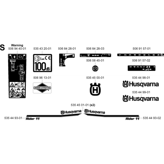 Decals for Husqvarna Rider 11