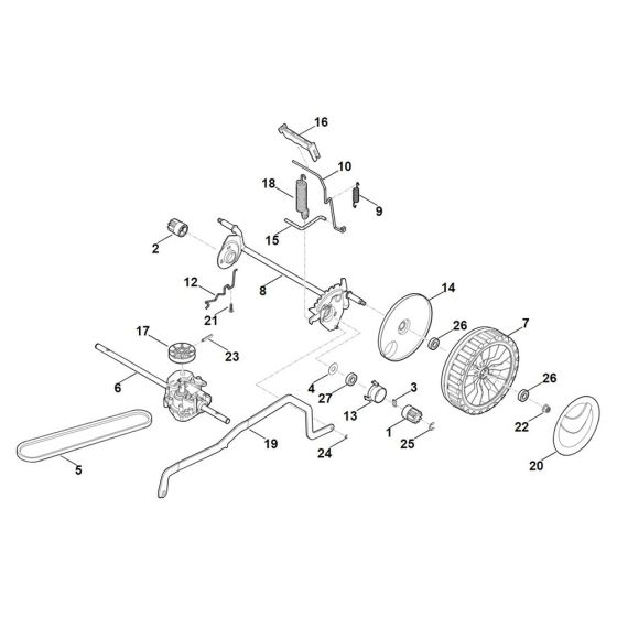 Rear Axel, Height Adjustment for Stihl RM 448.1 TX Mower