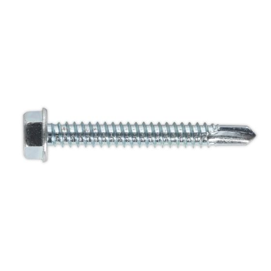 Self Drilling Screw 6.3 x 50mm Hex Head Zinc DIN 7504K Pack of 100 Sealey Part No. SDHX6350