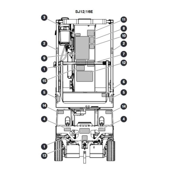 Front Labels for Skyjack SJ12 E Vertical Mast