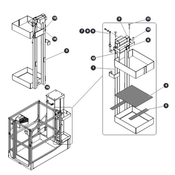 Tube Caddy for Skyjack SJ20 E Vertical Mast