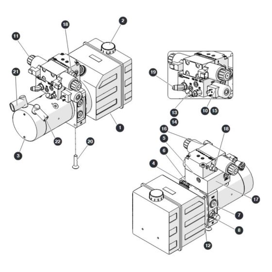 Motor Pump/ Tank/ Manifold for Skyjack SJ3213 Micro DC Scissor Lift
