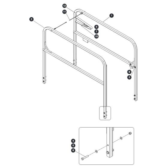 Main Platform Hinged Railings for Skyjack SJ3219 Micro DC Scissor Lift
