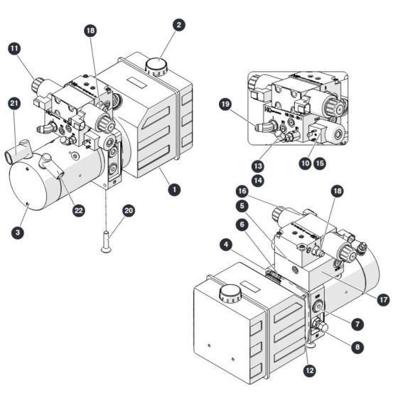 Motor Pump/Tank/Manifold for Skyjack SJ3219 Micro DC Scissor Lift