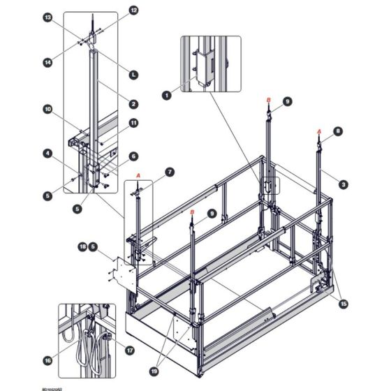 Anti-Overrising Posts (KC Only) for Skyjack SJ3220 DC Scissor Lift