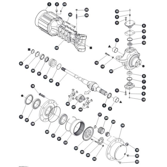 Hub Reduction - Front Axle Assembly for Skyjack SJ45 AJEplus Articulating Boom